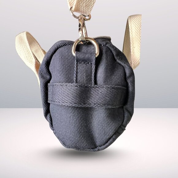 Stradivarius Navy Blue Small Handbag With White Straps & Silver Hardware - Picture 4 of 8